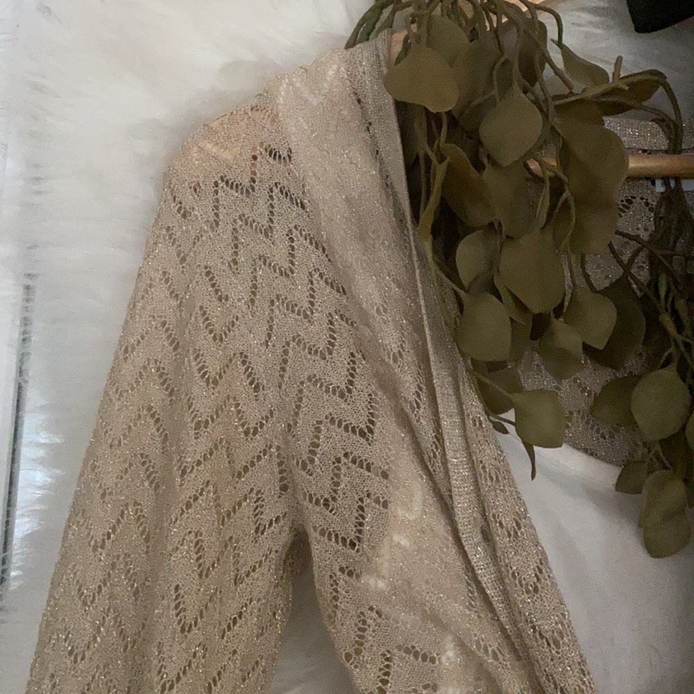 • § Millennium Glitter Cardigan • Mango Gold Stitch Sweater § • - Picture 2 of 5